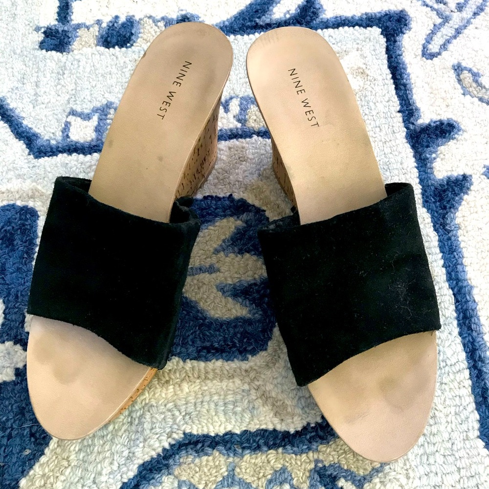 Black Suede Platform Slide